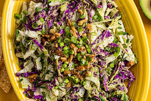 Chopped Cabbage Salad with Guacamole Dressing