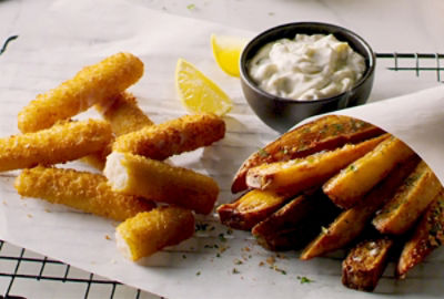 Classic Crunchy Fish Sticks and Chips