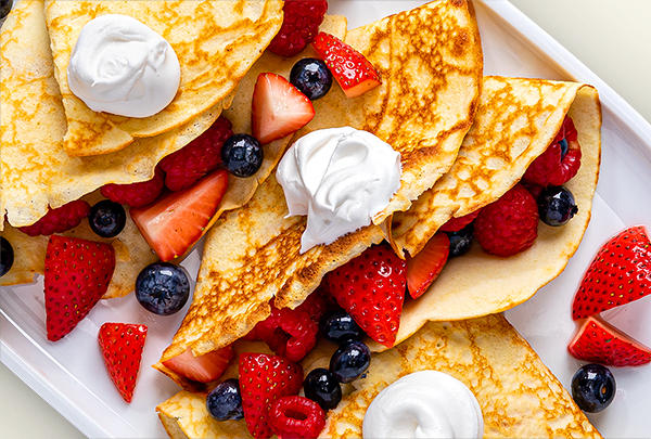 Coconut Flour Crêpes with Mixed Berries