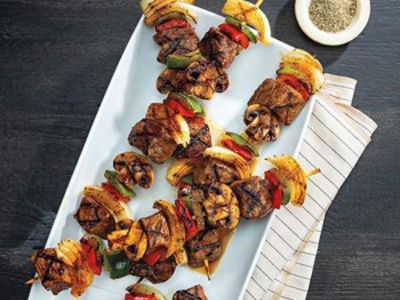 Coffee-Rubbed Steak & Veggie Kabobs