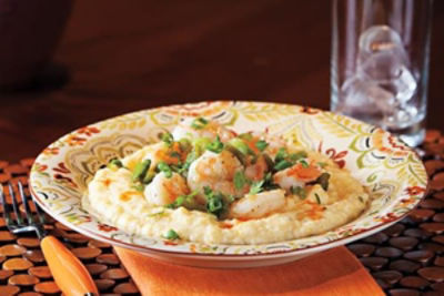 Creamy Polenta with Shrimp, Roasted Poblanos & White Cheddar