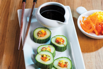 Cucumber Sushi with Ponzu Dipping Sauce