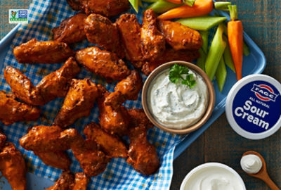 FAGE Sour Cream Ranch Dip with Buffalo Wings