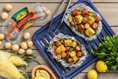 FOIL-PACK SAUSAGE AND SUMMER VEGGIES