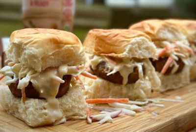 Falafel Sliders with Lemon Tahini Slaw