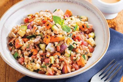 Farro & Grilled Vegetable Salad with Smoky Tahini