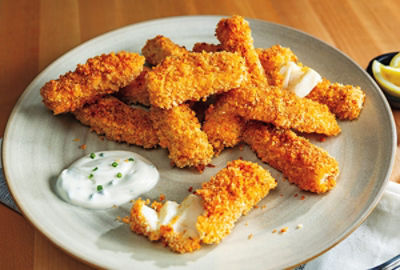 Fish Dippers with Lemon-Chive Dipping Sauce