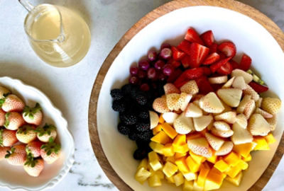 Fresh Fruit Salad with Pineberries and Pineberry Syrup