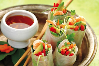 Fresh Spring Rolls with Orange Dipping Sauce