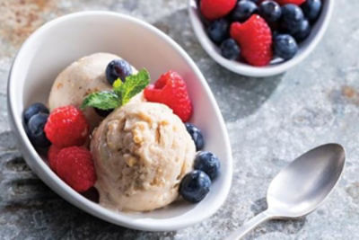 Frozen Banana Cream with Fresh Berries