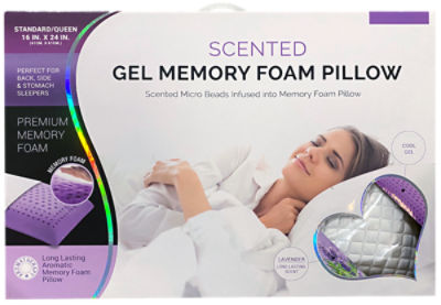 Lavender Scented Gel Memory Foam Pillow, Standard/Queen