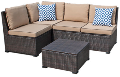 TDC USA Inc. Sectional Wicker 4 Piece Sofa Set