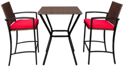 TDC USA Inc. 3 Piece Steel Wicker Bar Set