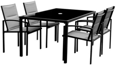 TDC 5 Piece Sling Dining Set, Black