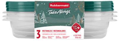 Rubbermaid TakeAlongs Holiday Reactangle Containers, Blue Spruce, 3 Count, 3 Each