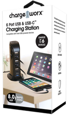Chargeworx 6 Port USB & USB-C Charging Station
