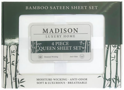 Madison Luxury Home Blended Bamboo Charcoal Sheets - Queen