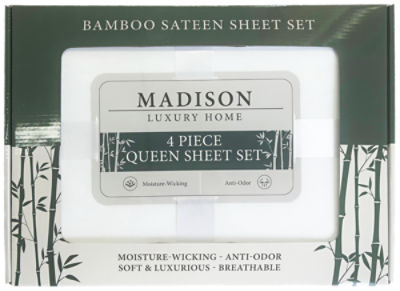 Madison Luxury Home Blended Bamboo Charcoal Sheets - Queen, 1 Each