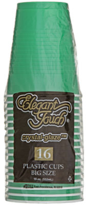 Elegant Touch Elegant Touch Festive Green Plastic Cups, 16 each