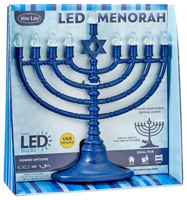 Shulsinger Judaica Ltd Electronic Menorah - LED - Blue Clear Bulbs, 1 each