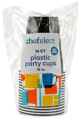 ChefElect Black Party Cups, 18 oz., 16 Count
