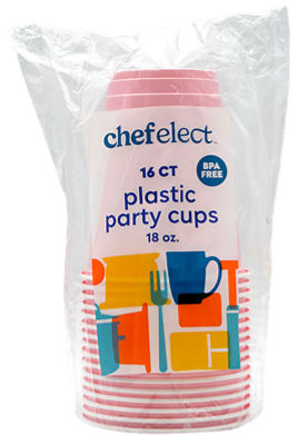 ChefElect Pink Party Cups, 18 oz., 16 Count