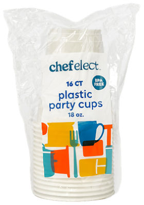 ChefElect White Party Cups, 18oz., 16 Count