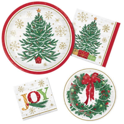Holiday Partyware Set, Includes Plates & Napkins