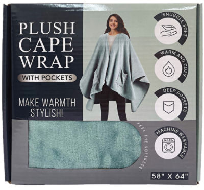 Plush Cape Wrap with Pockets