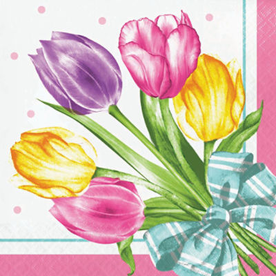 Say Hooray! Trendy Tulips Paper Luncheon Napkins, 16 Count