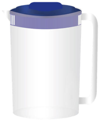 Plastic Pitcher with Blue Lid, One Gallon