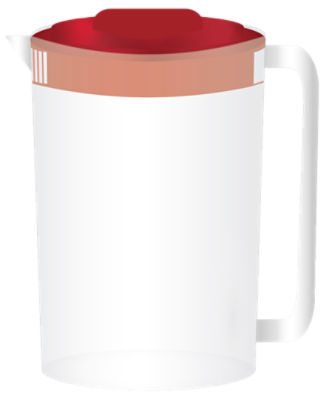Plastic Pitcher with Red Lid, One Gallon