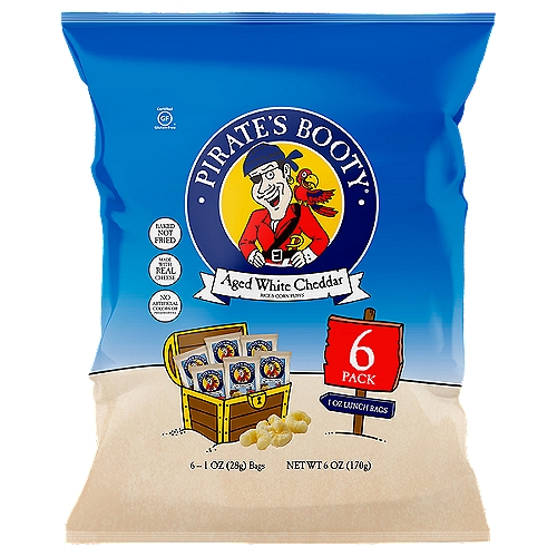 Pirate's Booty Baked Rice and Corn Puffs - Aged White Cheddar, 6 oz