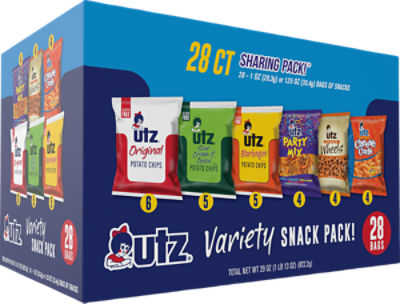 Utz Single Portion Variety Of Chips & Cheese Snacks, 36 CT