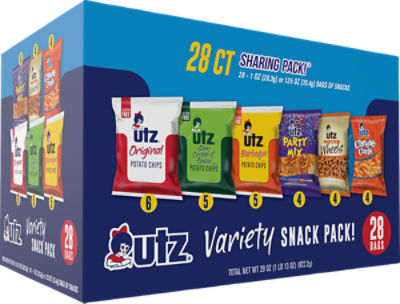 Utz Single Portion Variety Of Chips & Cheese Snacks, 28 CT, 29 Ounce