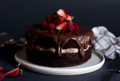 Glazed Sour Cream-Chocolate Cake