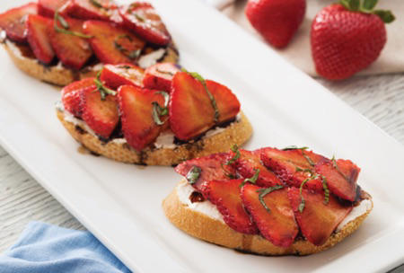 Goat Cheese Crostini with Strawberries and Community® Coffee-Balsamic