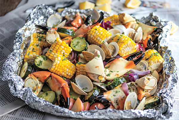 Grilled Clam & Crab Bake Foil-Packets