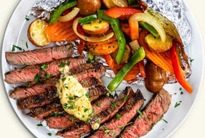 Grilled Foil Pack Garlic Butter Steak