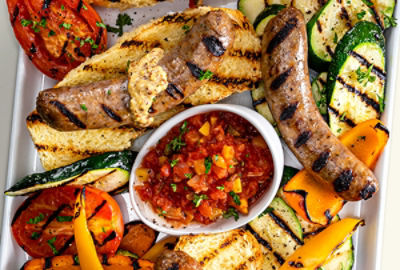 Grilled Links with Summer Vegetables