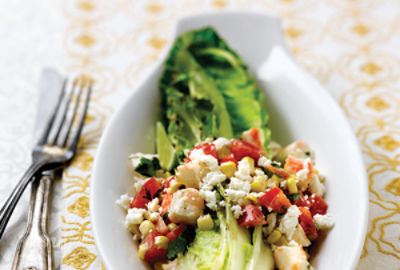 Grilled Southwest Caesar with Alaska Surimi Seafood and Corn Jumble