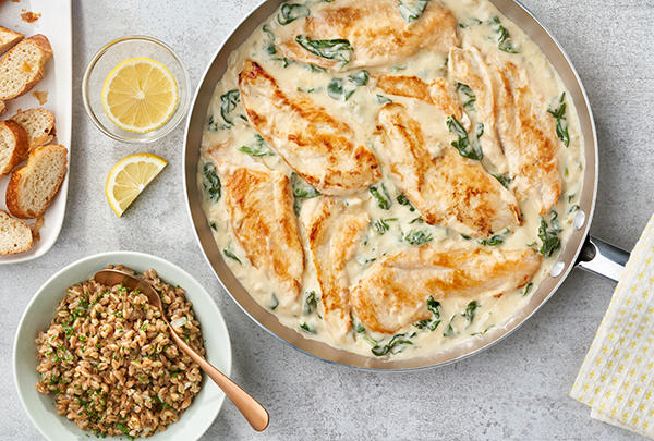 Healthy Lemon Chicken Scallopini with Spinach