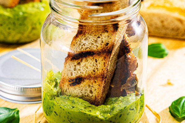 Herby Avocado Dip with Grilled Crostini