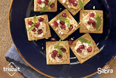 Hummus-Pomegranate TRISCUIT Topper