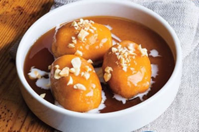 Indonesian Sweet Potato Dumplings in Coconut Milk Sauce