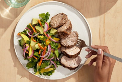 Jerk Grilled Tenderloin with Mango, Avocado & Kale Salad