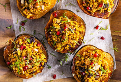 Jeweled Farro Stuffed Squash