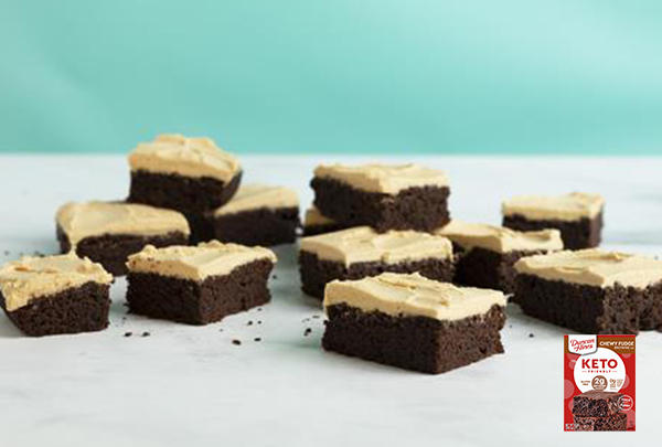 Keto Friendly Brownies with Peanut Butter Icing