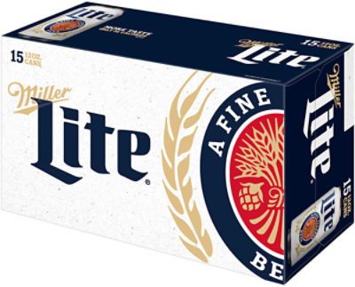 Miller Lite 15 Pack - Cans, 180 fl oz, 180 Fluid ounce