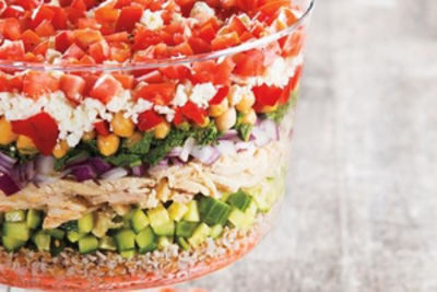 Layered Mediterranean Chicken Salad